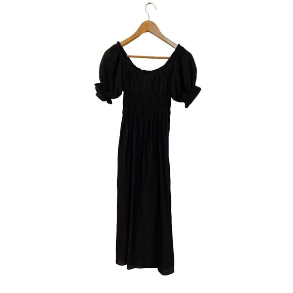 H&M Black Puff Sleeve Long Maxi Dress Sz. XS (NWT) Off Shoulder, Short Sleeve - Picture 4 of 9